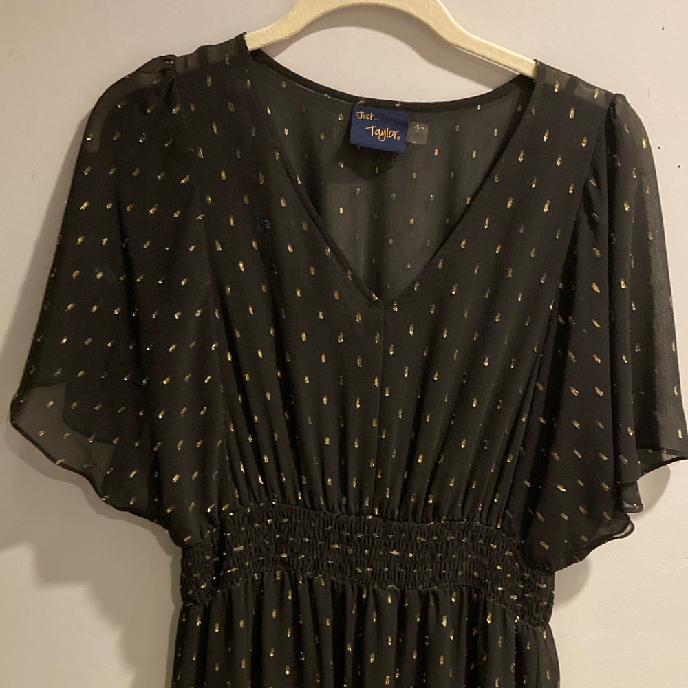 Just...Taylor Black Dress with Gold Accents - Picture 2 of 3